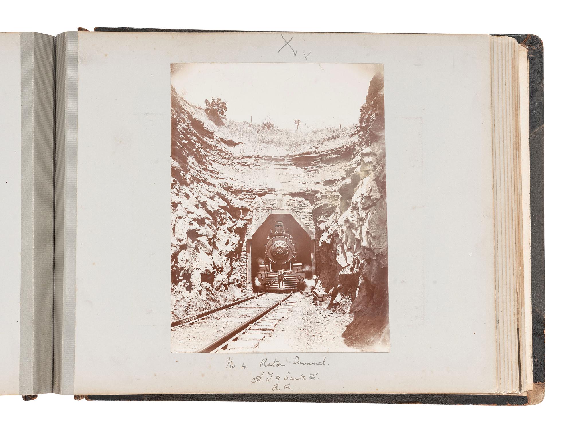 [WESTERN AMERICANA - NEW MEXICO]. Album containing photographs of cowboys and cattle in Colfax County, New Mexico, incl. views of the Urraca Ranch. Ca 1885-1895.