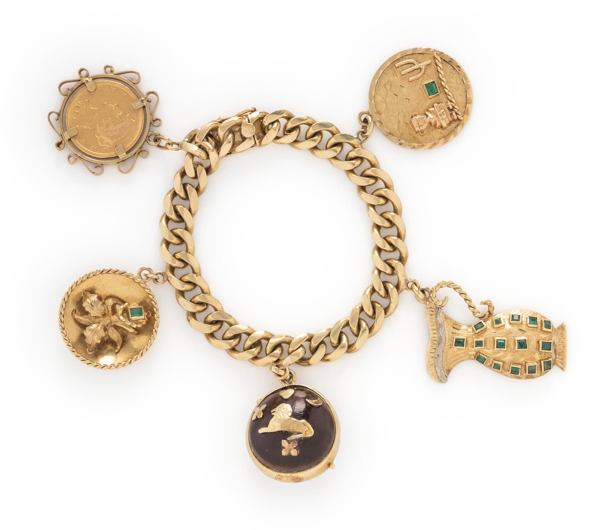 YELLOW GOLD CHARM BRACELET