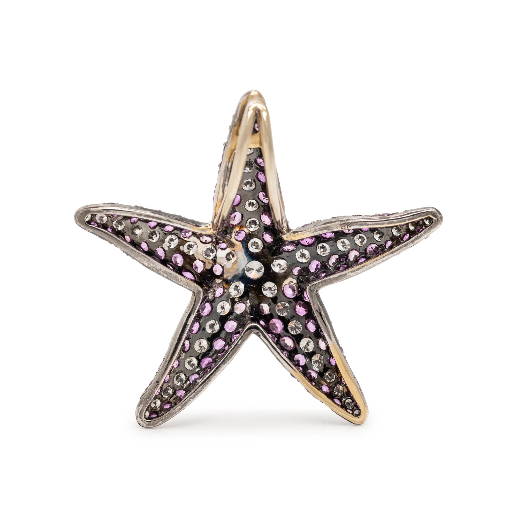 DIAMOND AND PINK SAPPHIRE STARFISH PENDANT