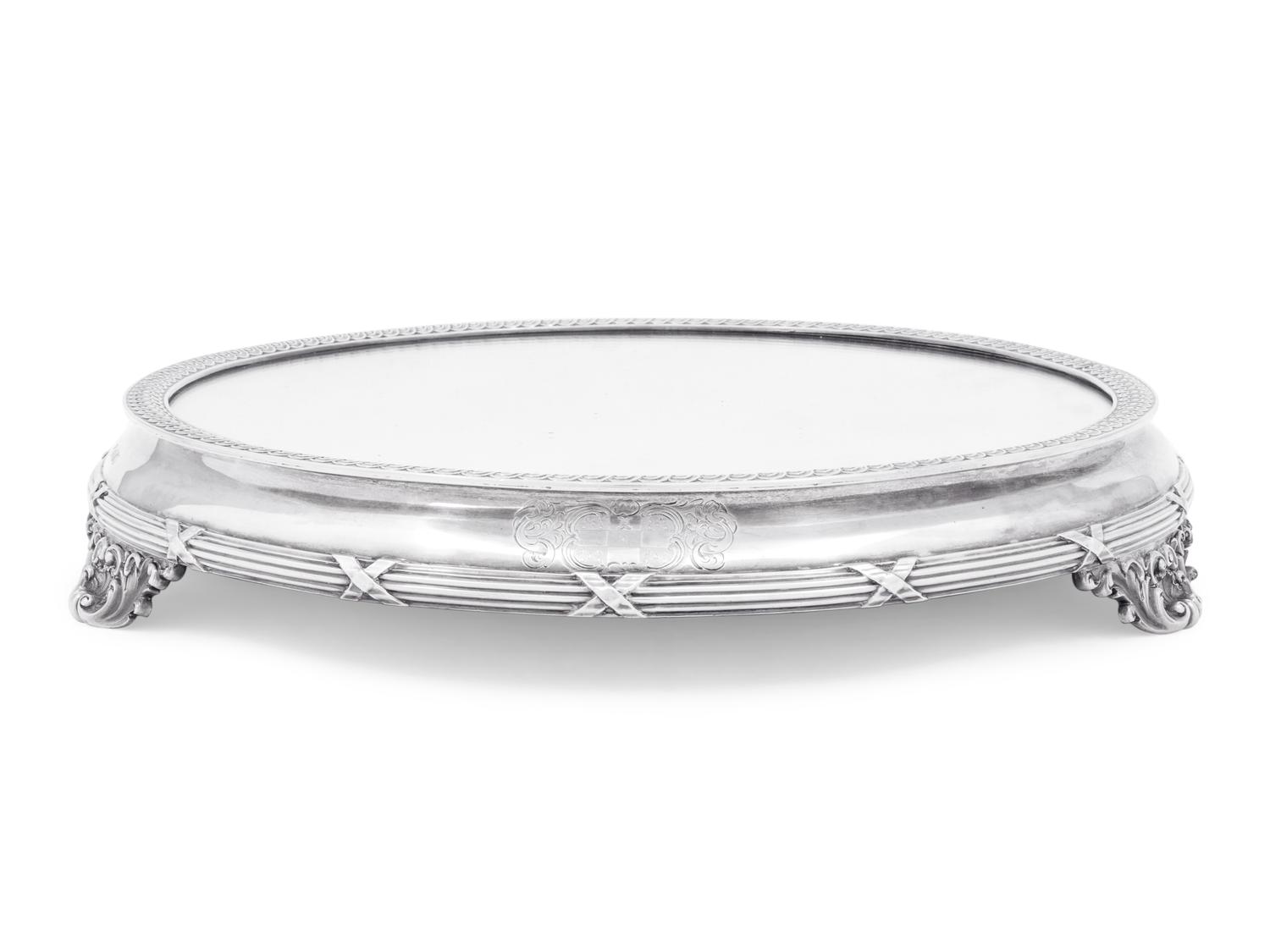 A Victorian Silver Mirrored Table Plateau