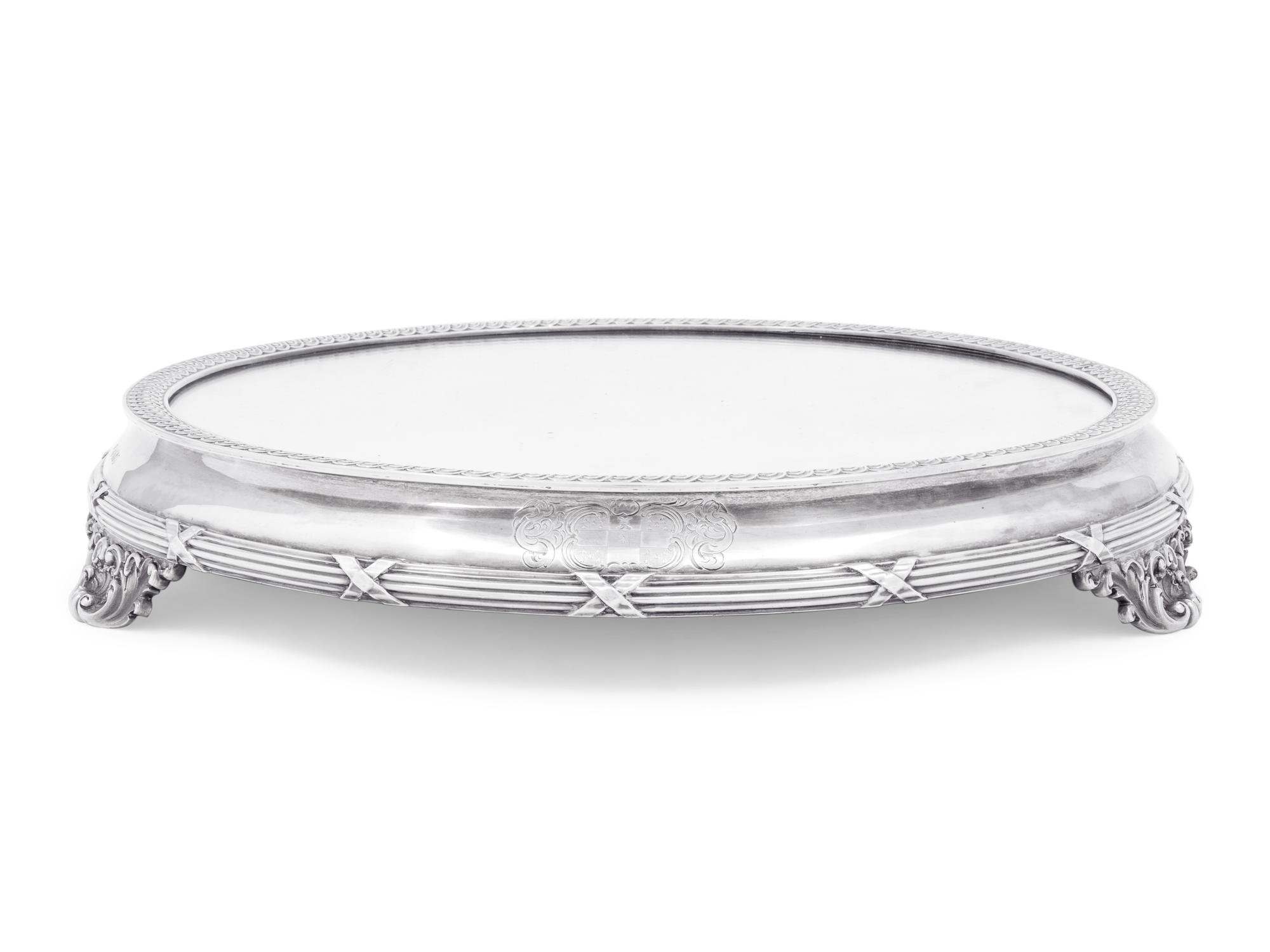 A Victorian Silver Mirrored Table Plateau