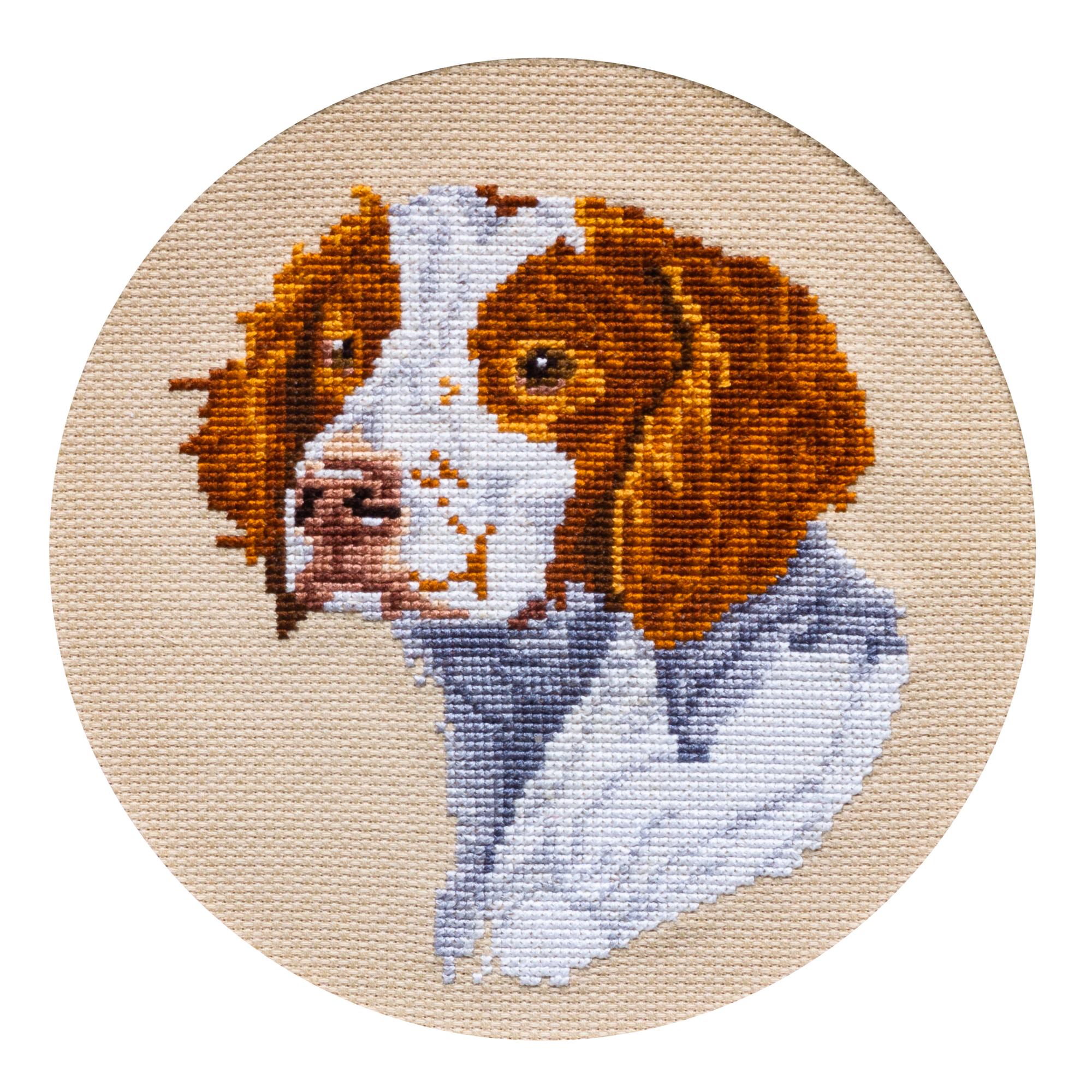 Two Works of Art depicting Brittany Spaniels Larger: 20 x 16 1/2 inches.