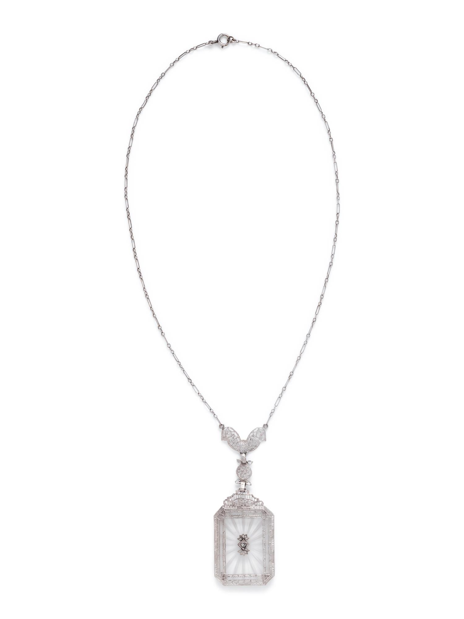 WHITE GOLD, ROCK CRYSTAL AND DIAMOND NECKLACE