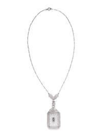 WHITE GOLD, ROCK CRYSTAL AND DIAMOND NECKLACE