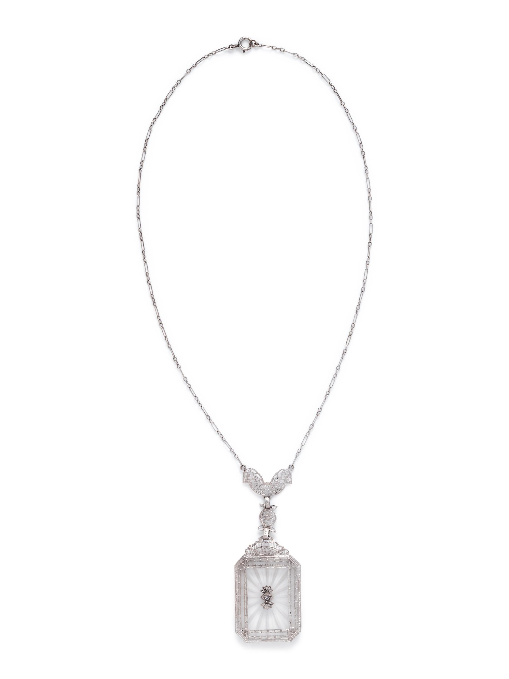WHITE GOLD, ROCK CRYSTAL AND DIAMOND NECKLACE
