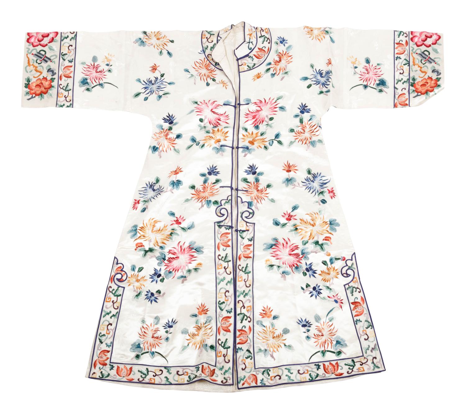 Four Chinese Cream Ground Embroidered Silk Ladies' Jackets