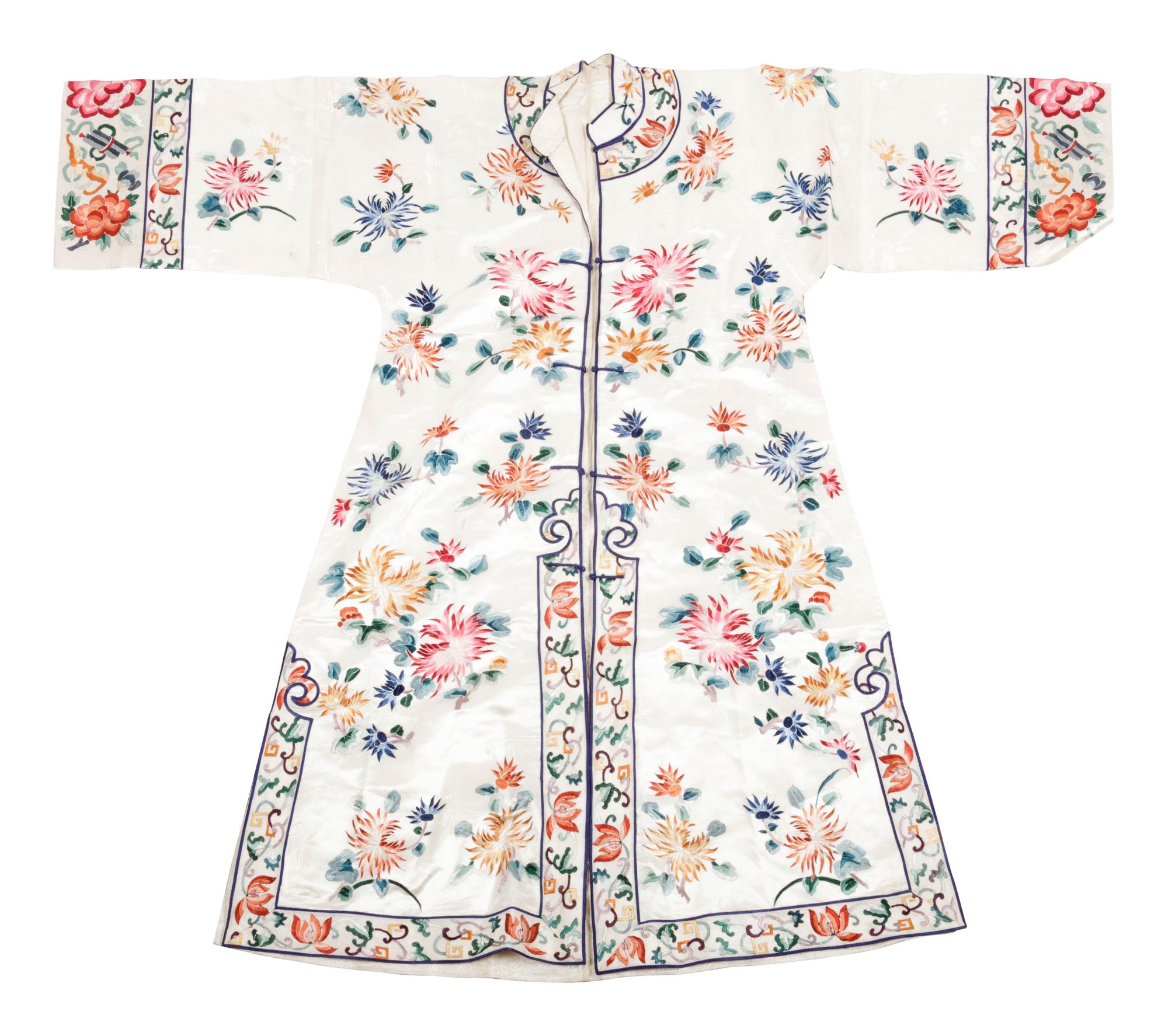 Four Chinese Cream Ground Embroidered Silk Ladies' Jackets