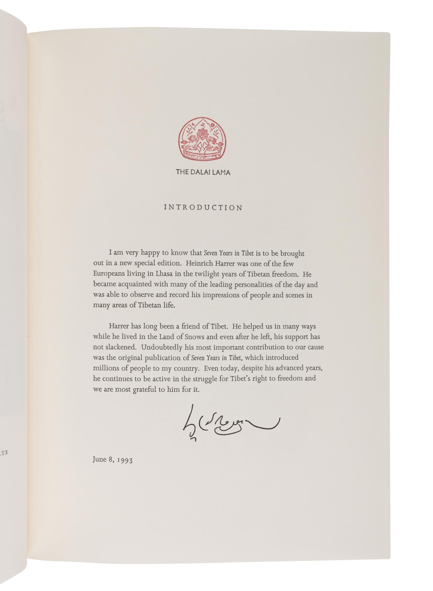 [LIMITED EDITIONS CLUB]. HARRER, Heinrich (1912-2006). Seven Years in Tibet. New York: The Limited Editions Club, 1993.