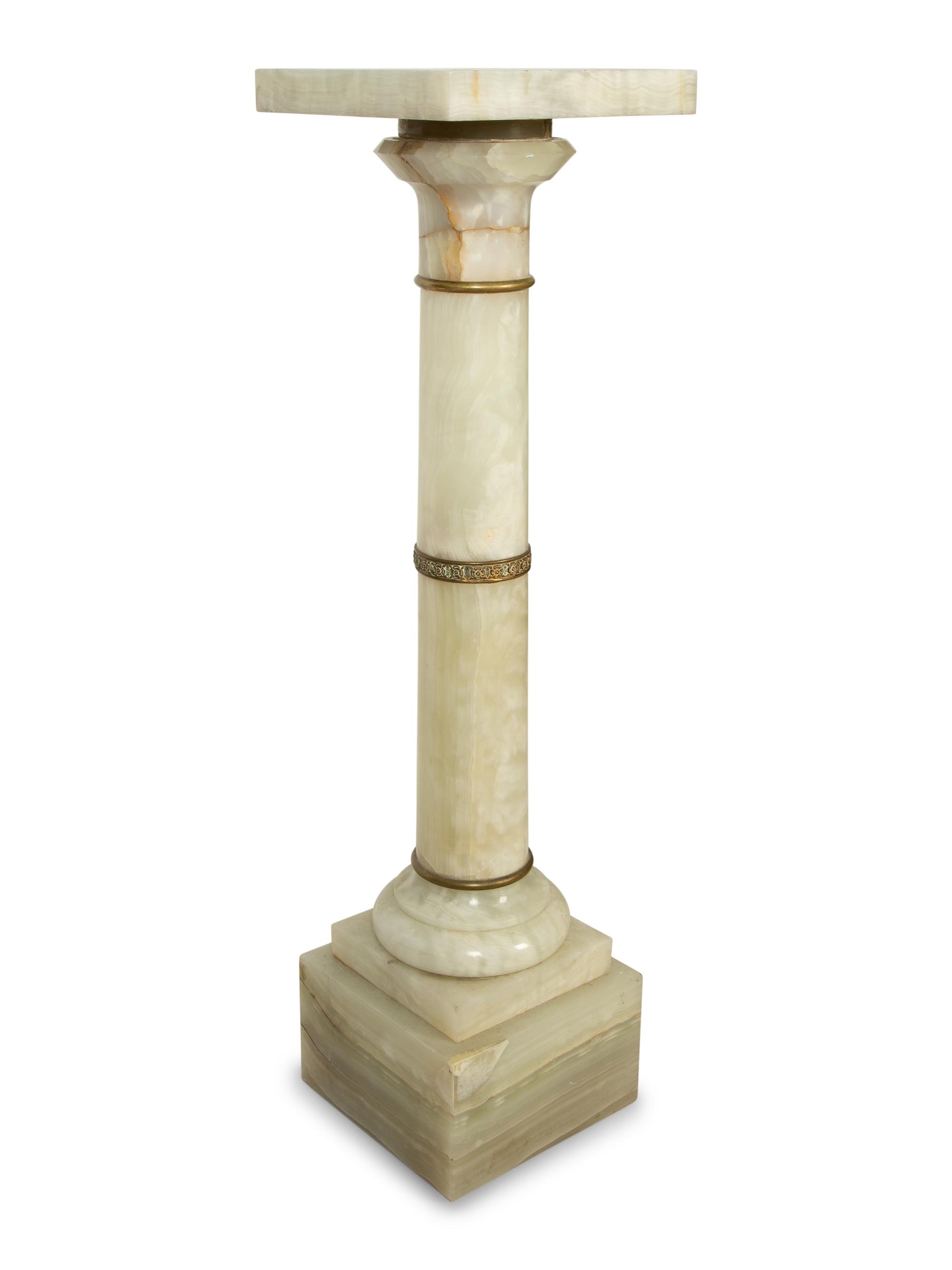A Continental Gilt Bronze Mounted Onyx Pedestal