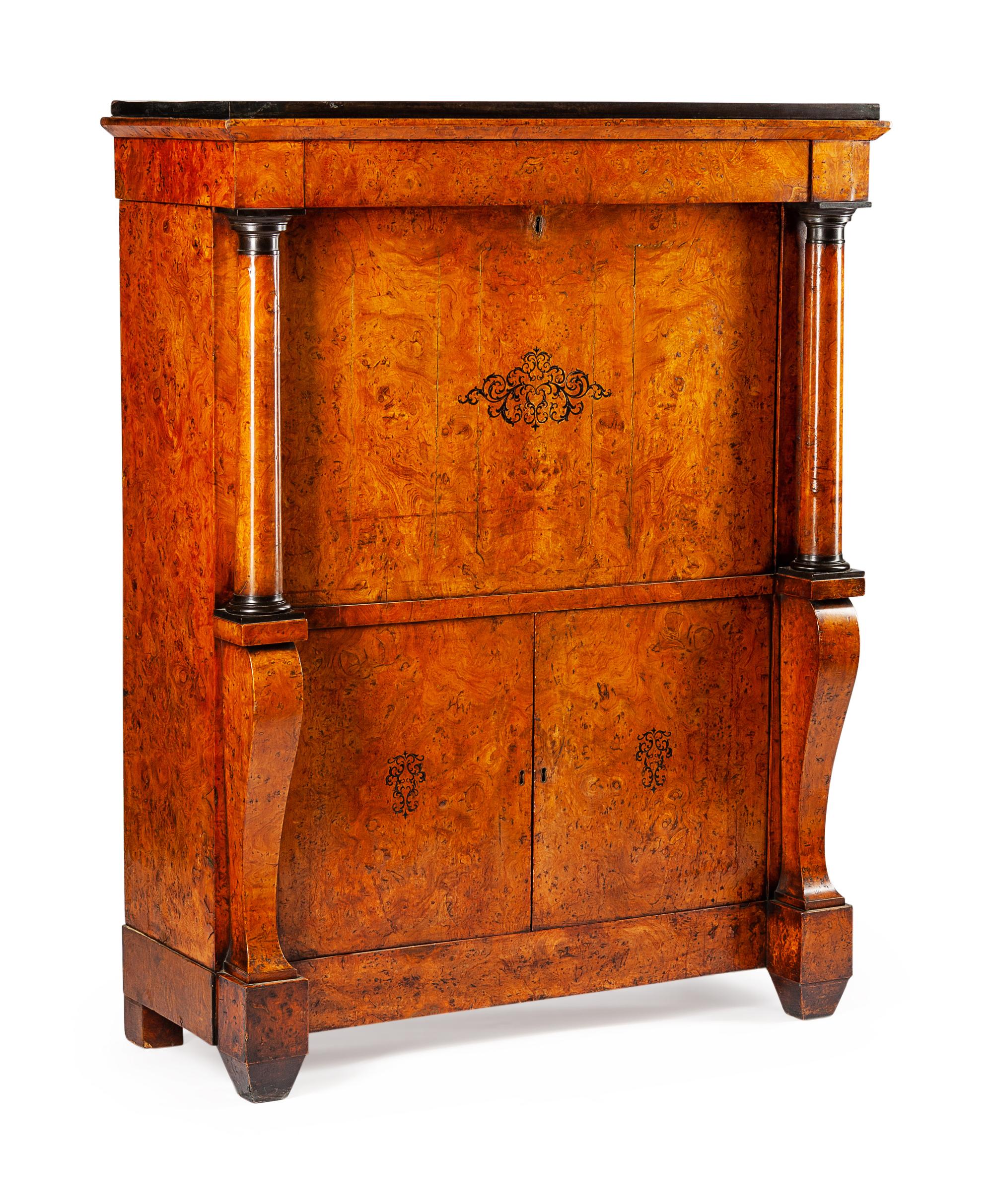 A Charles X Burlwood Secretaire a Abattant