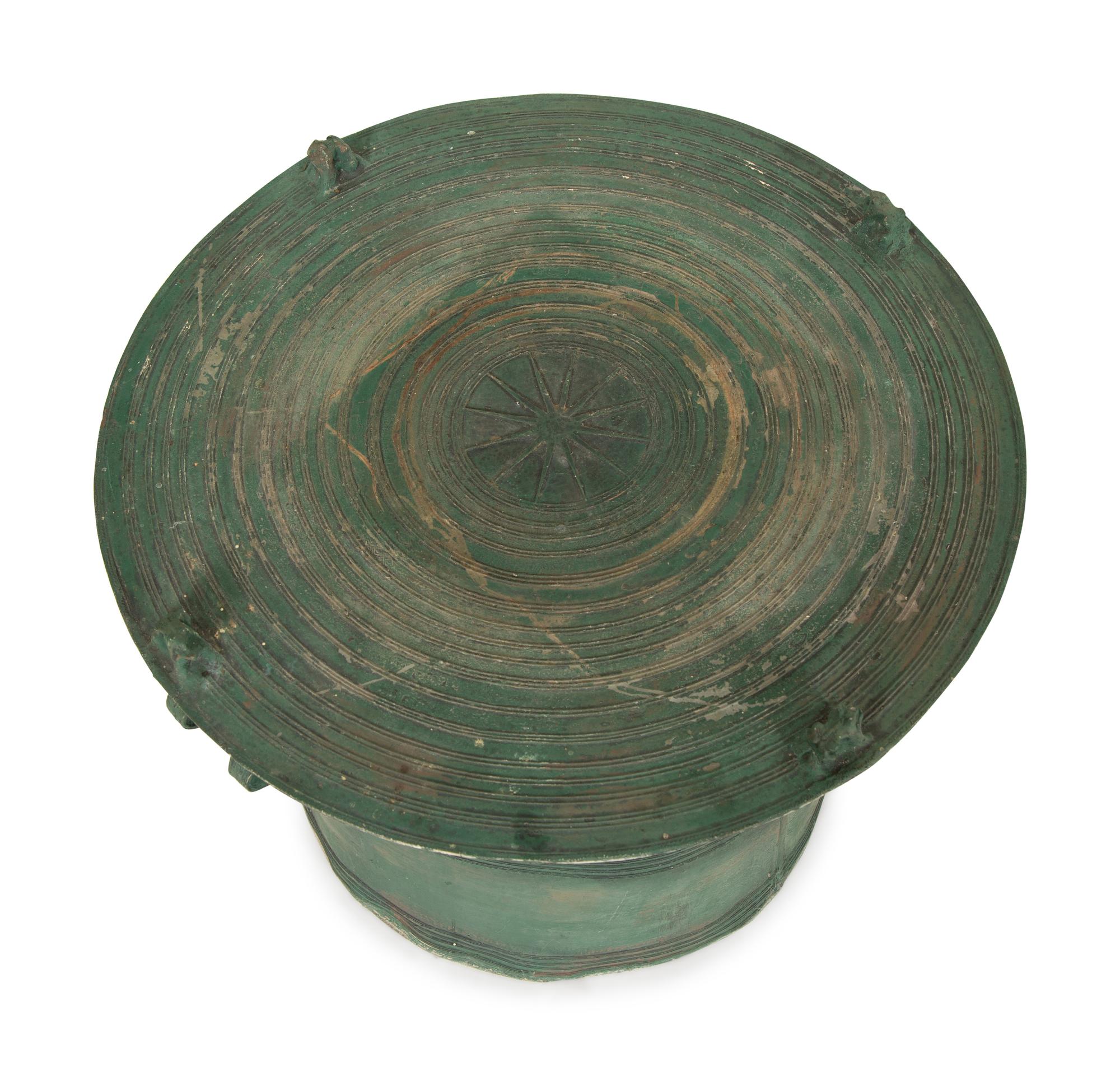 A Pair of Dong Sun Style Composition with Bronze Patina Rain Drums