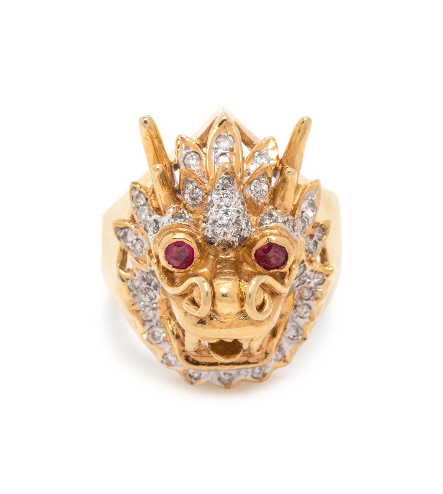 DIAMOND AND RUBY DRAGON RING