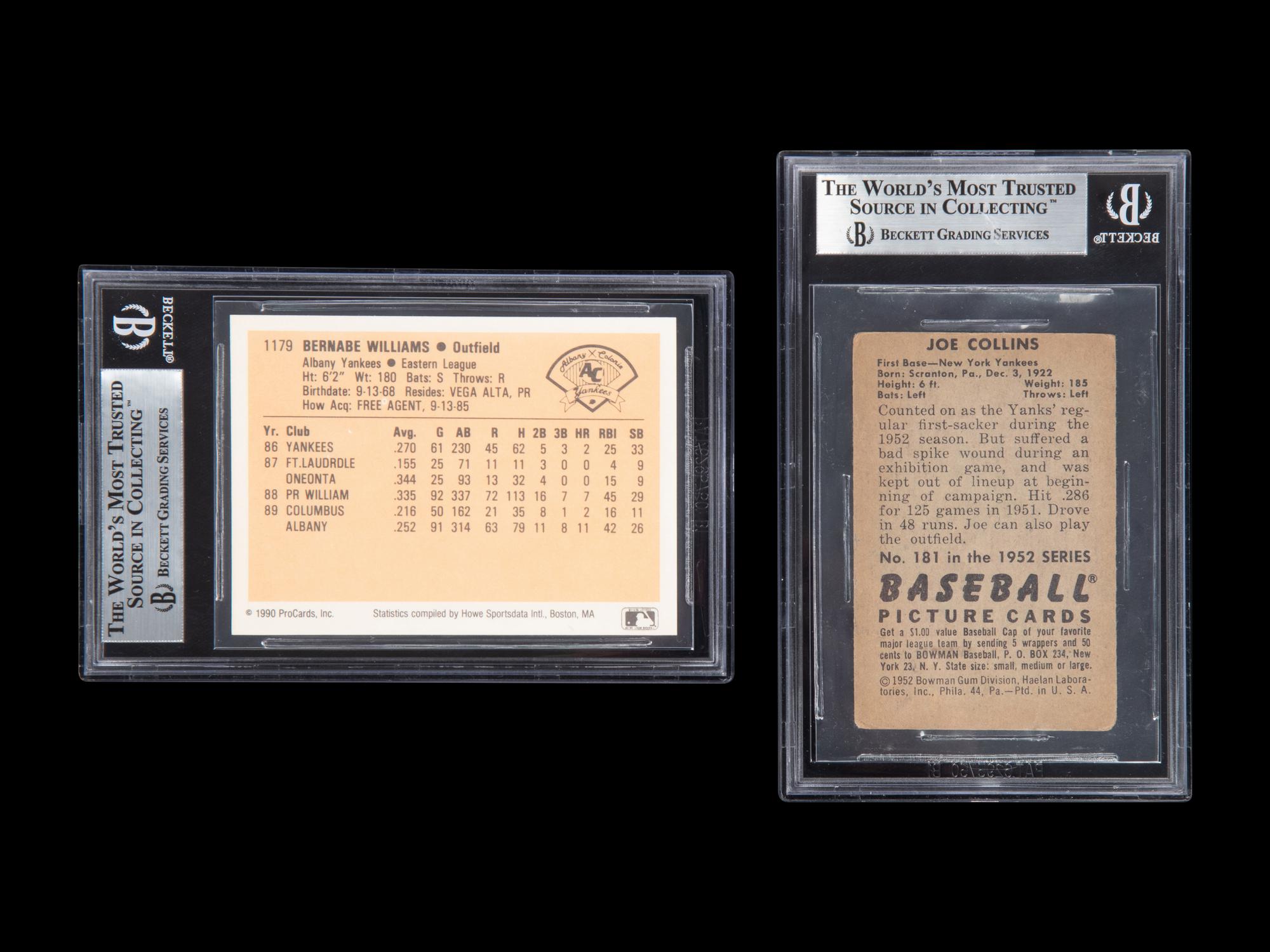 A Group of New York Yankees Signed Autograph Baseball Cards (Beckett Authentication Services Certified),