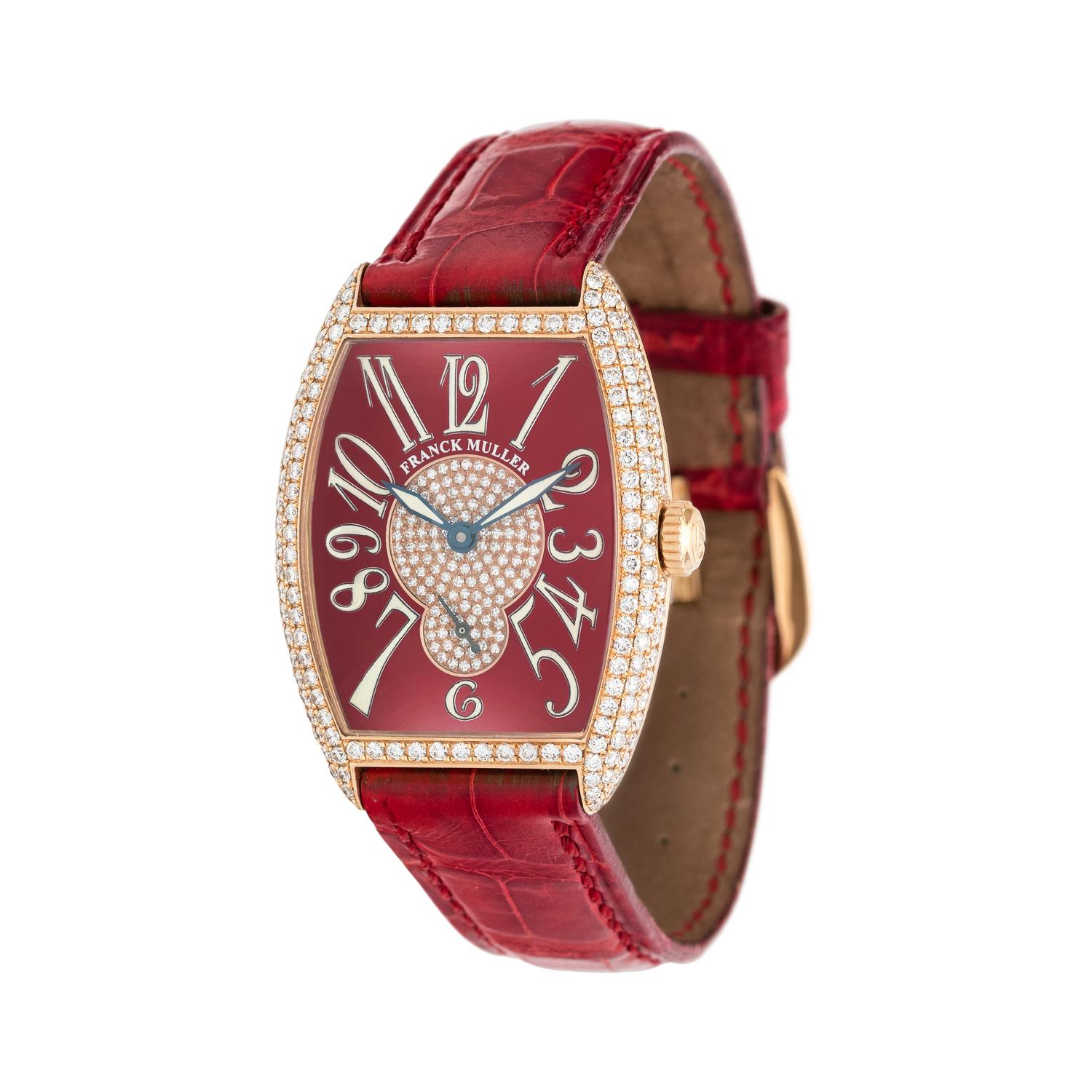 FRANCK MULLER, ROSE GOLD AND DIAMOND REF. 7501 S6 'CINTREE CURVEX' WRISTWATCH