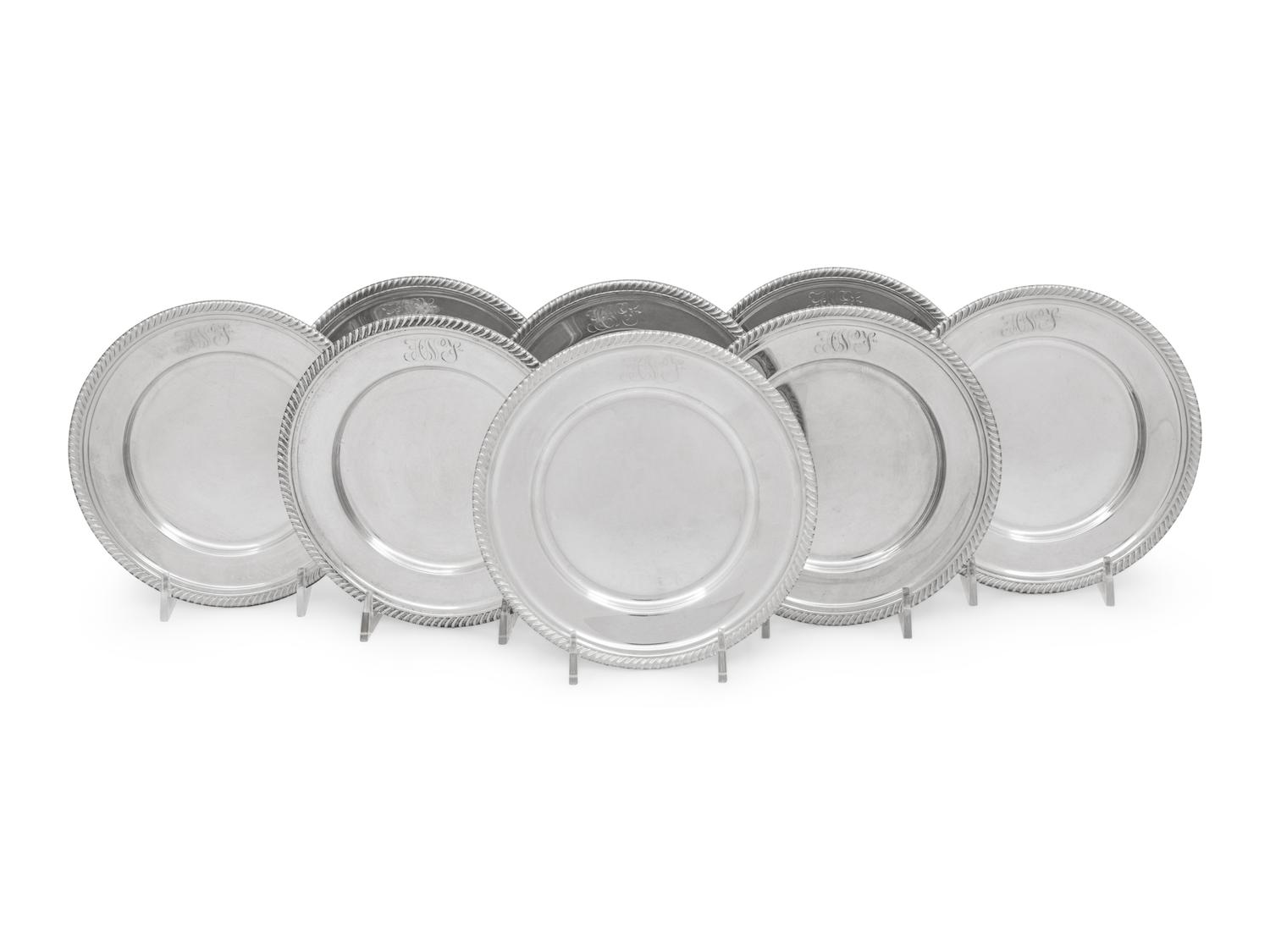 A Set of Eight American Silver Hors d'oeuvres Plates