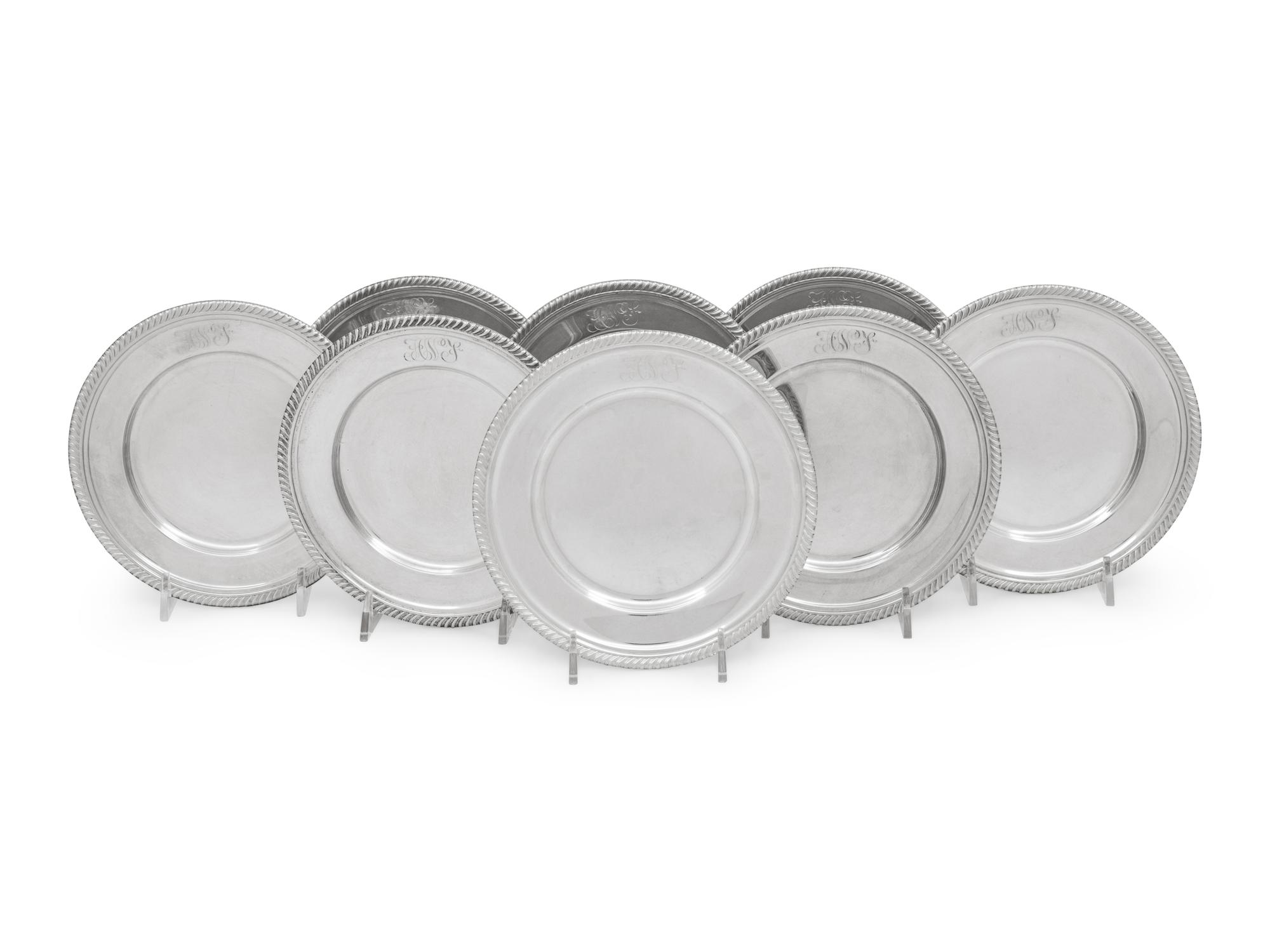 A Set of Eight American Silver Hors d'oeuvres Plates