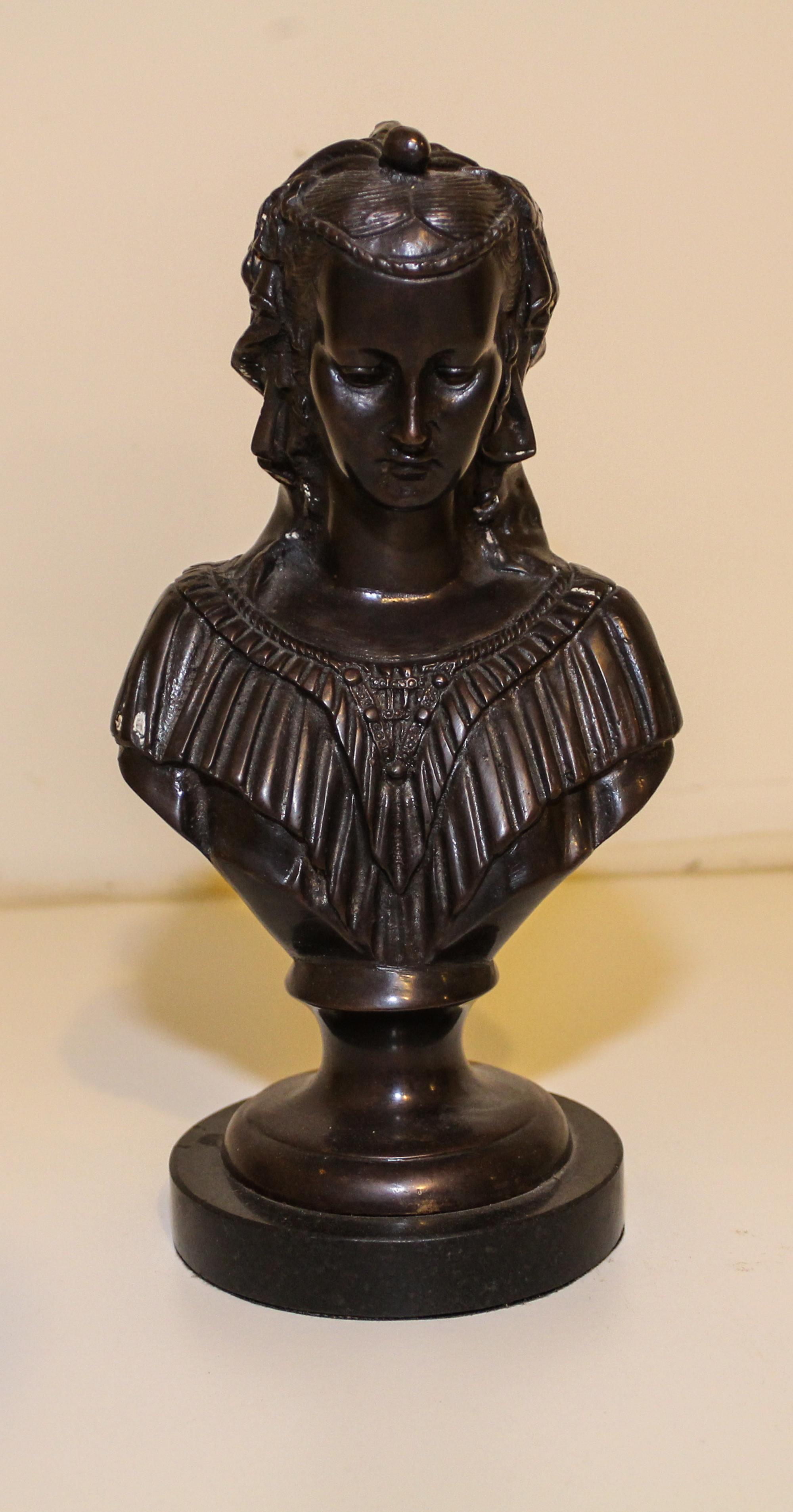 A Continental Bronze Bust. Height 9 1/2 inches.