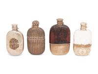 A Group of Four Gorham Silver and Silver-Mounted Flasks