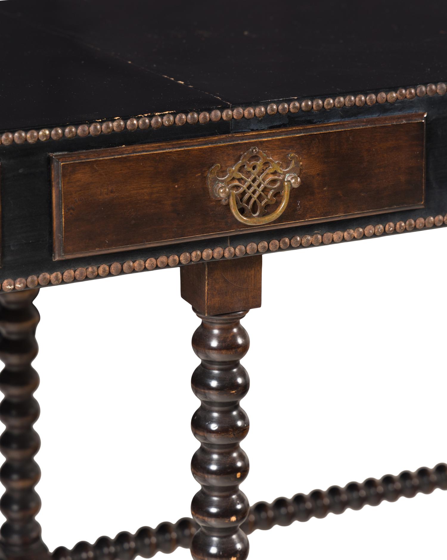 A William and Mary Style Oak and Leather-Veneer Console Table