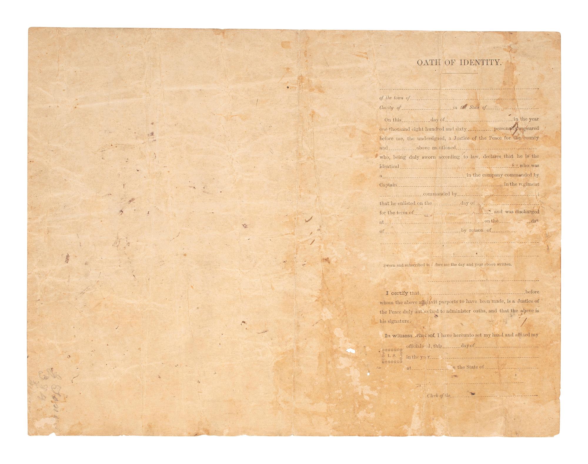 [CIVIL WAR]. Collection identified to Herman Jonas, Company C, 1st Texas Cavalry US, incl. weaponry, photograph, and documentation.