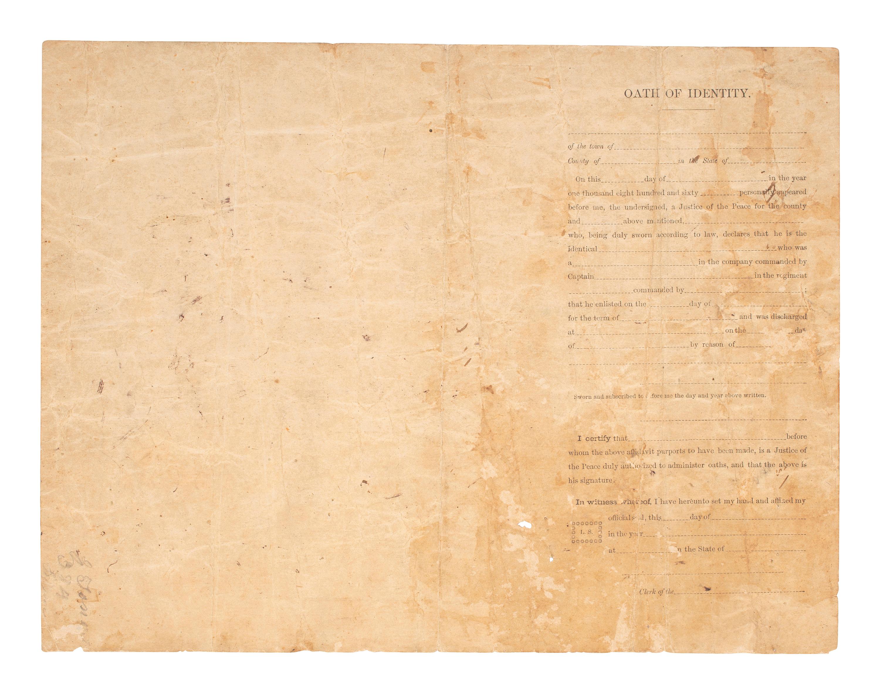 [CIVIL WAR]. Collection identified to Herman Jonas, Company C, 1st Texas Cavalry US, incl. weaponry, photograph, and documentation.