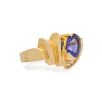 YELLOW GOLD, TANZANITE AND DIAMOND RING