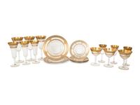 An American Parcel Gilt Glass Stemware Service