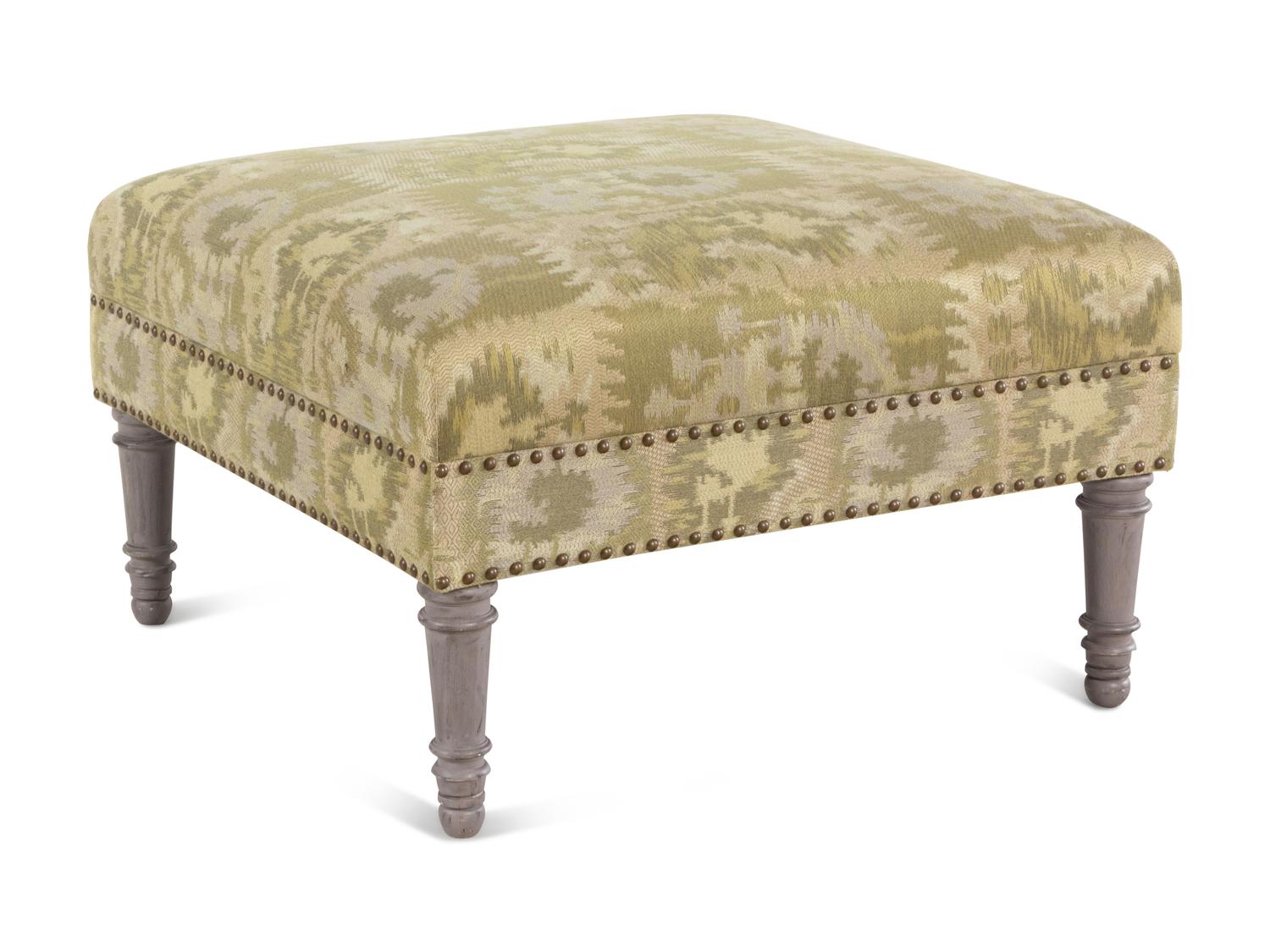 A White Painted Upholstered and Nailhead-Decorated Ottoman