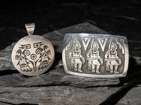Silver Overlay Pendant and Belt Buckle
