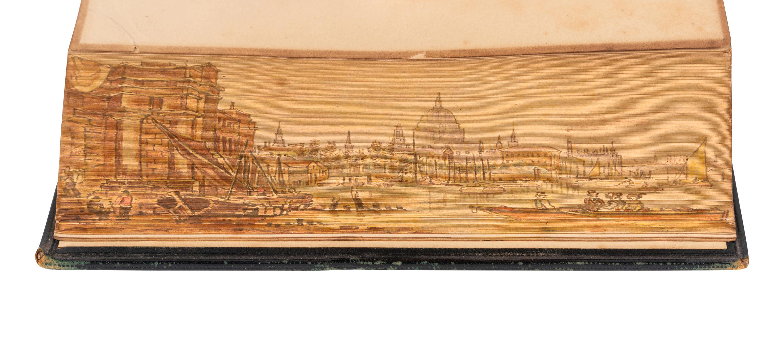 [BINDINGS -- FORE-EDGE PAINTINGS]. A group of 6 works in 10 volumes concealing fore-edge paintings depicting sea views, comprising: