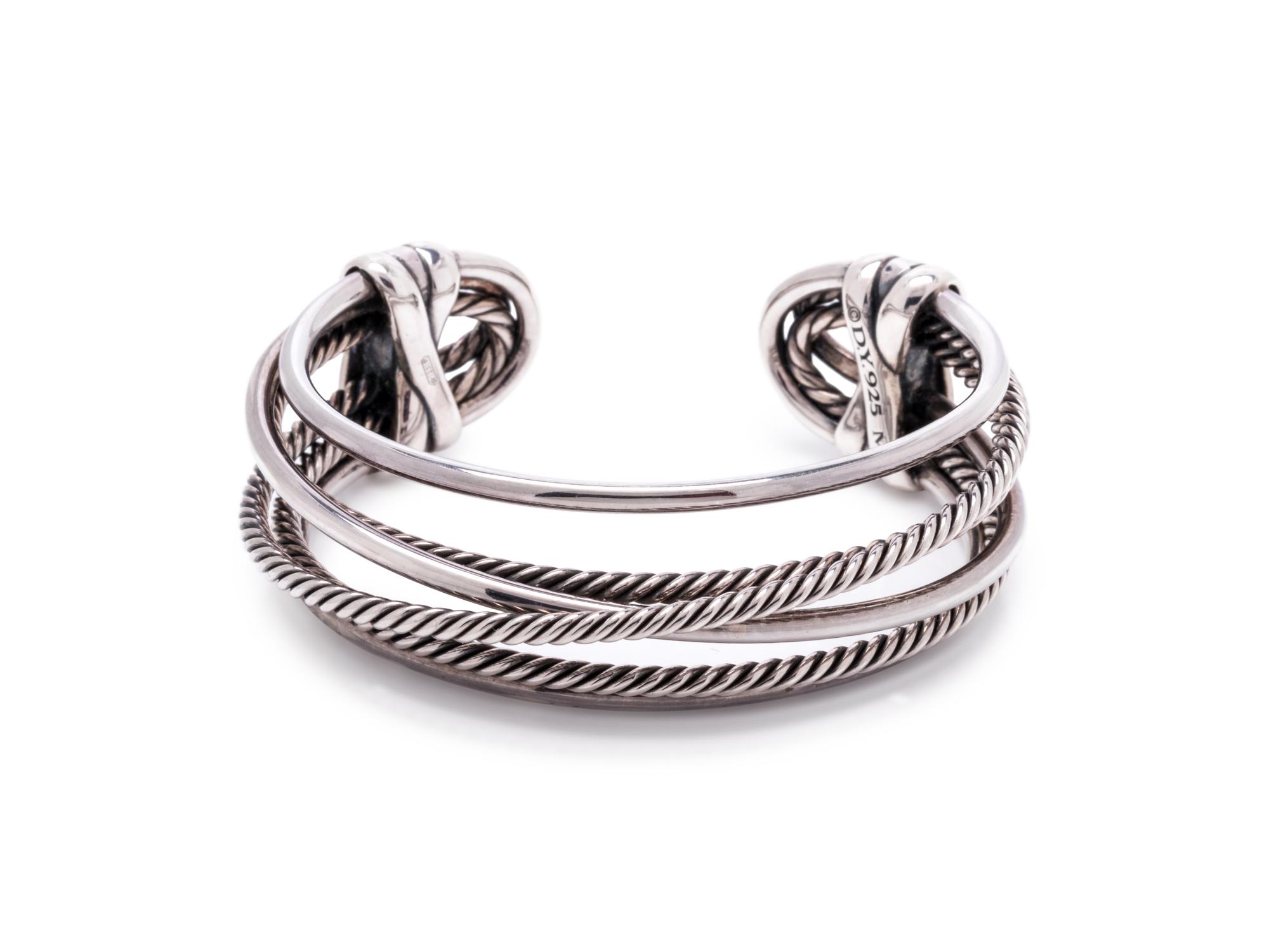 DAVID YURMAN, STERLING SILVER 'CROSSOVER' CUFF BRACELET