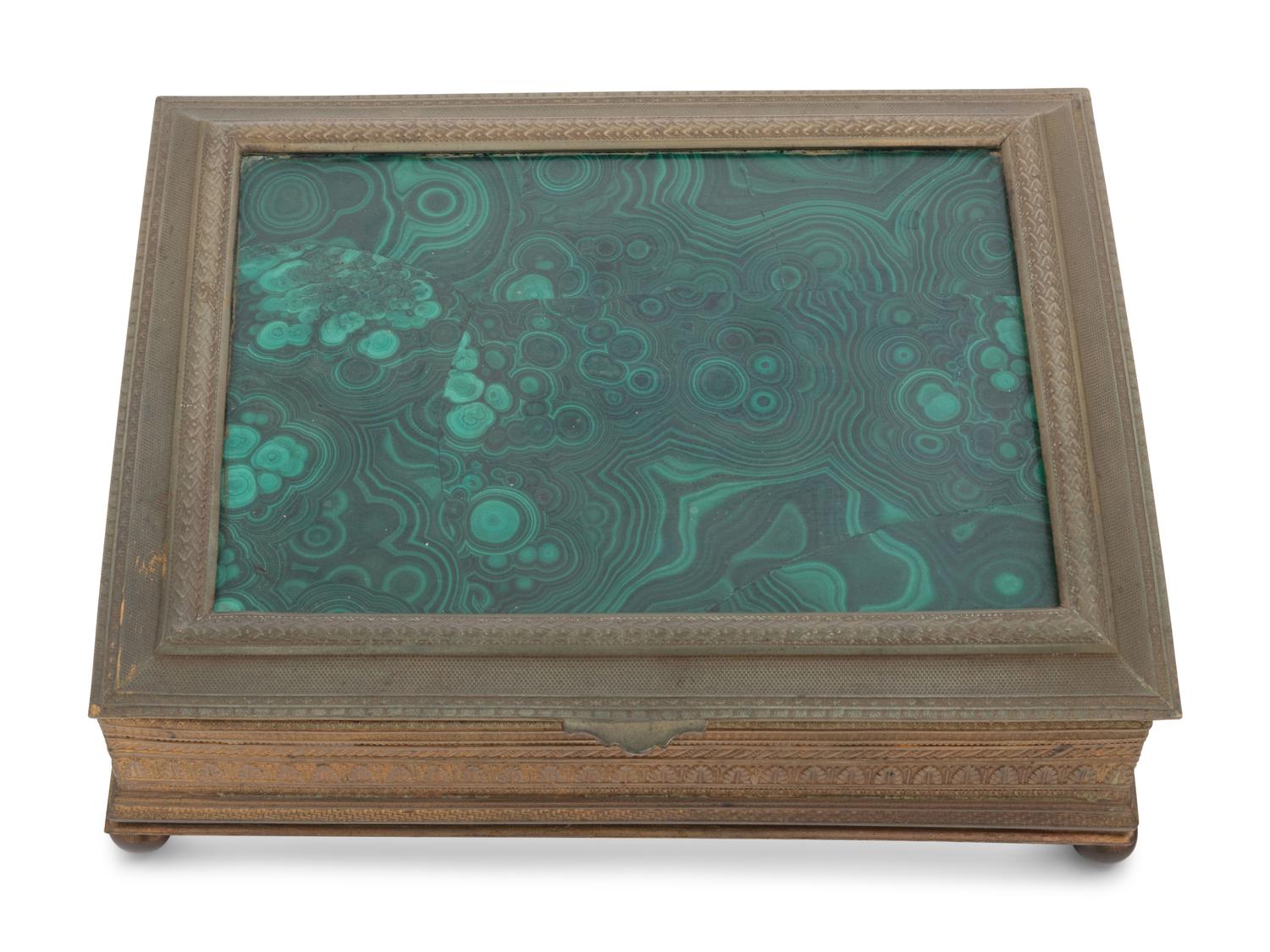 A French Gilt Bronze and Malachite-Inset Box