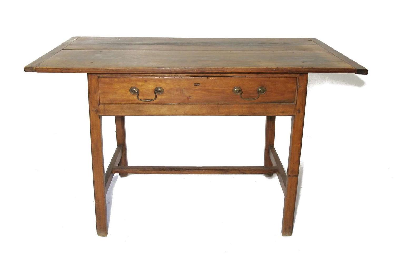 Walnut stretcher table with drawer 19th century
