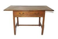 Walnut stretcher table with drawer 19th century