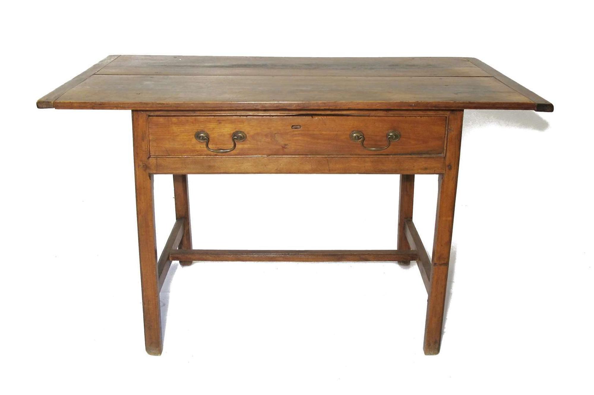 Walnut stretcher table with drawer 19th century