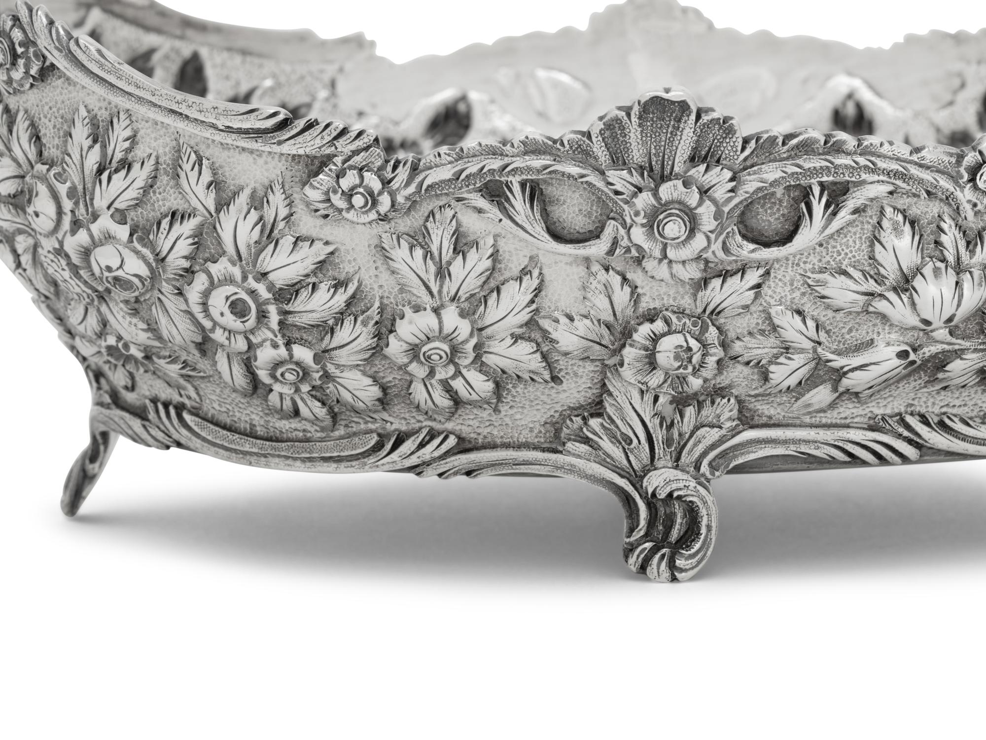 An S. Kirk and Son Coin Silver Repousse Twin-Handled Serving Bowl