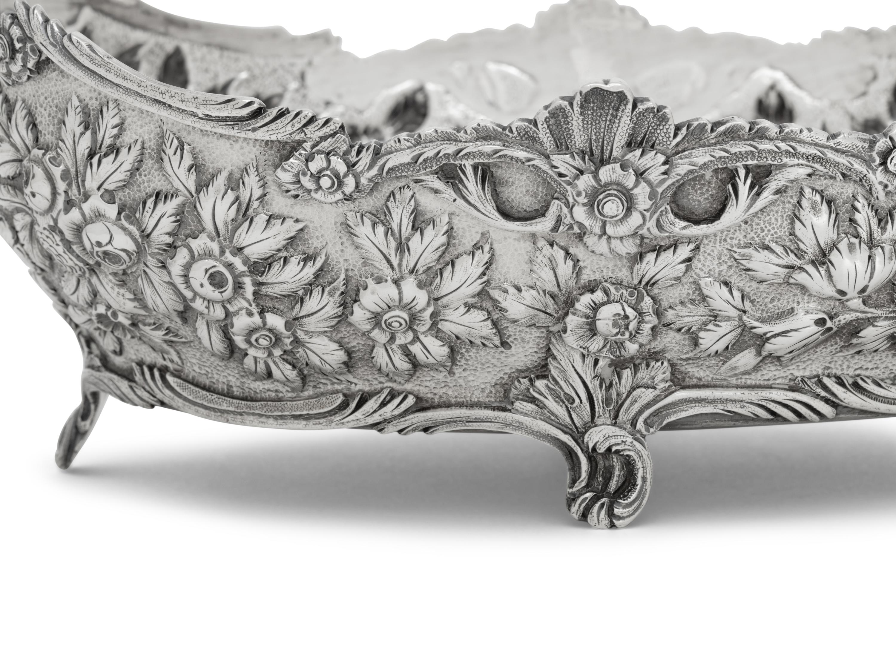 An S. Kirk and Son Coin Silver Repousse Twin-Handled Serving Bowl