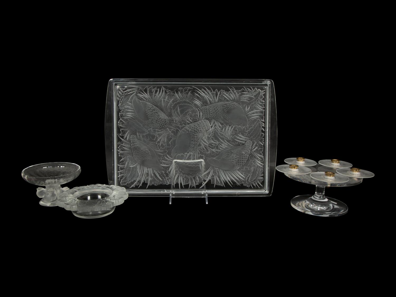 A Group of Four Lalique Table Articles