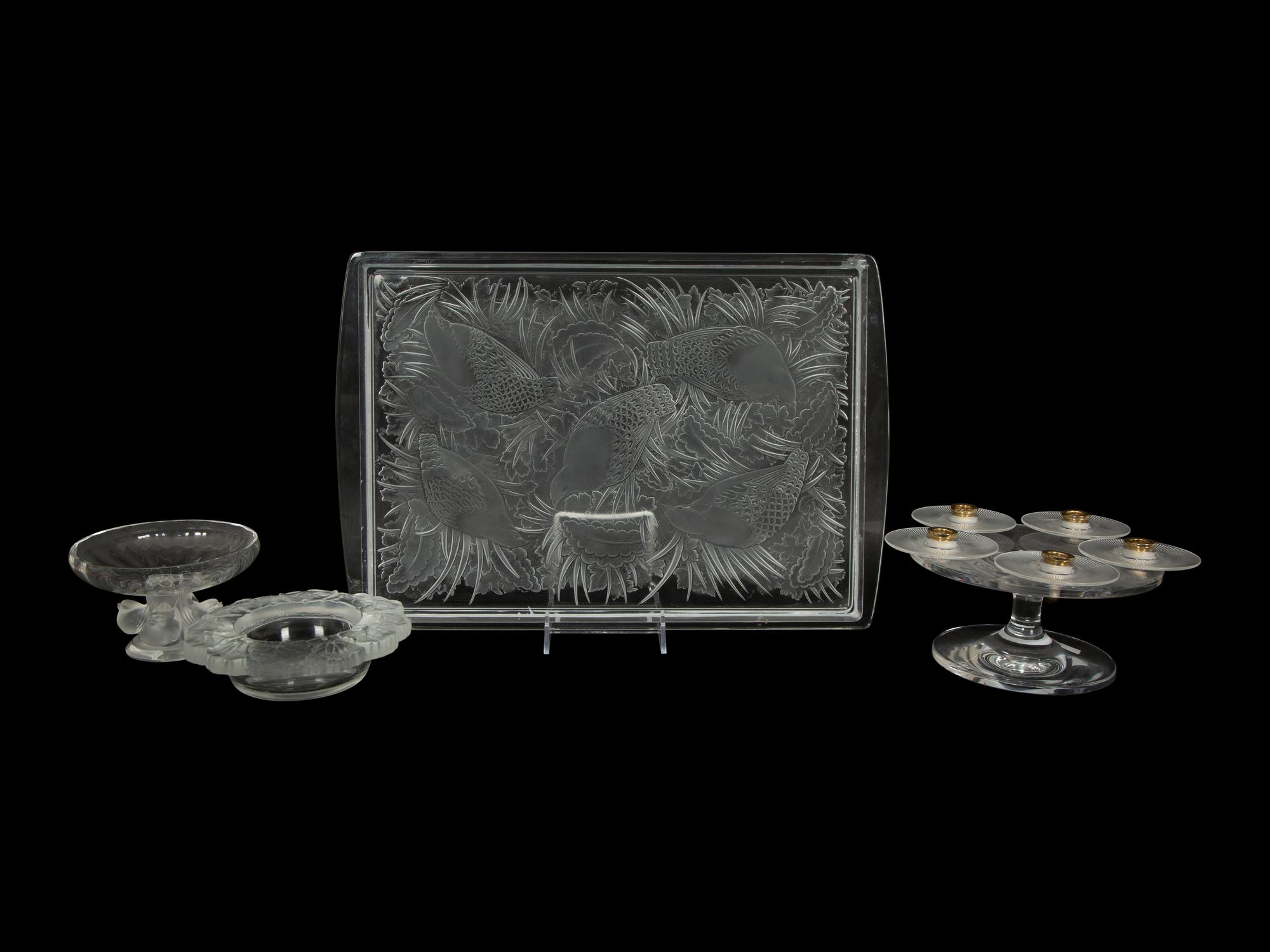 A Group of Four Lalique Table Articles