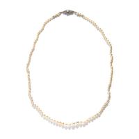 CULTURED PEARL STRAND WITH PLATINUM AND DIAMOND CLASP
