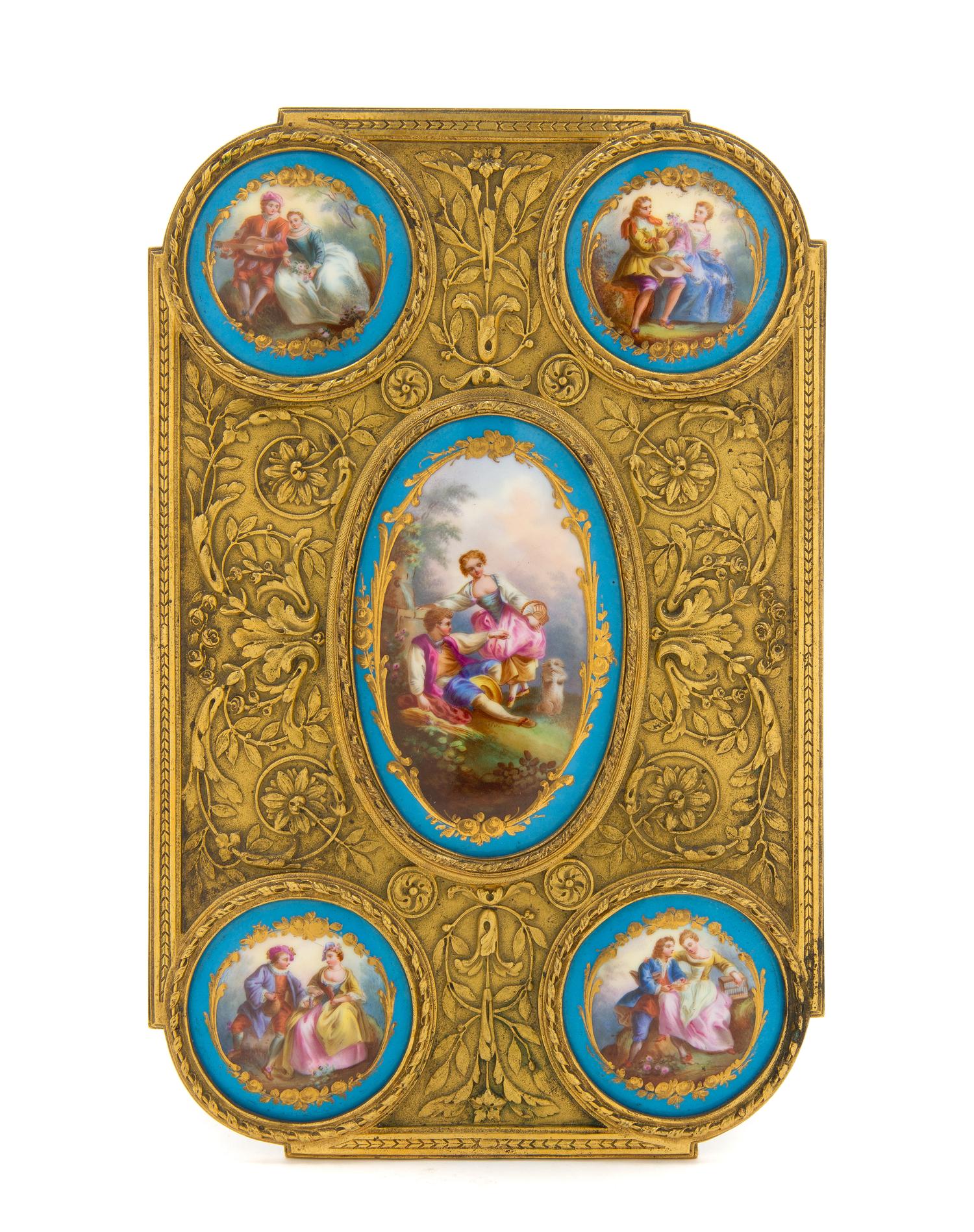A Gilt Metal and Sevres Style Porcelain Plaque Height 11 x width 7 1/8 inches. — 19TH CENTURY