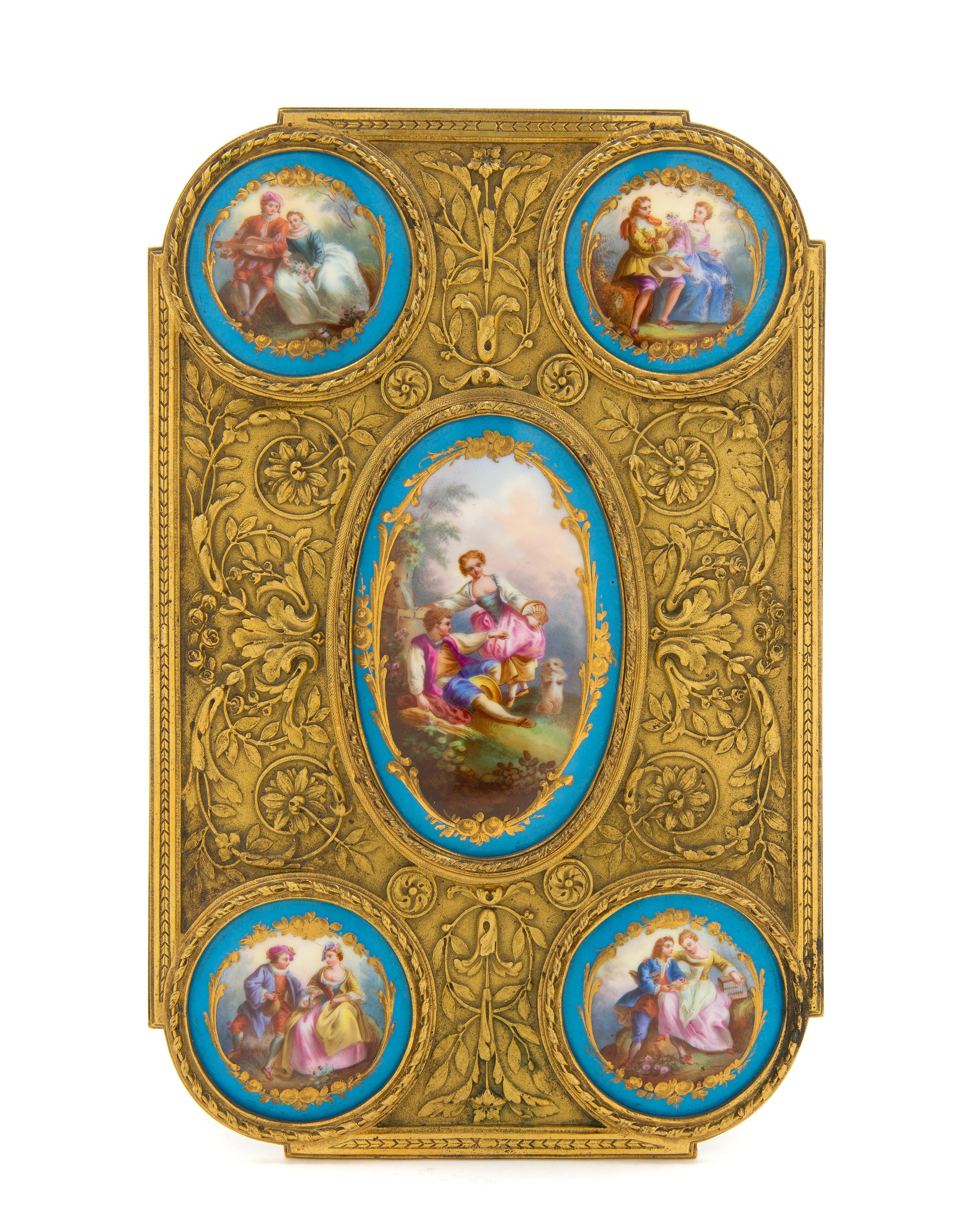 A Gilt Metal and Sevres Style Porcelain Plaque Height 11 x width 7 1/8 inches. — 19TH CENTURY
