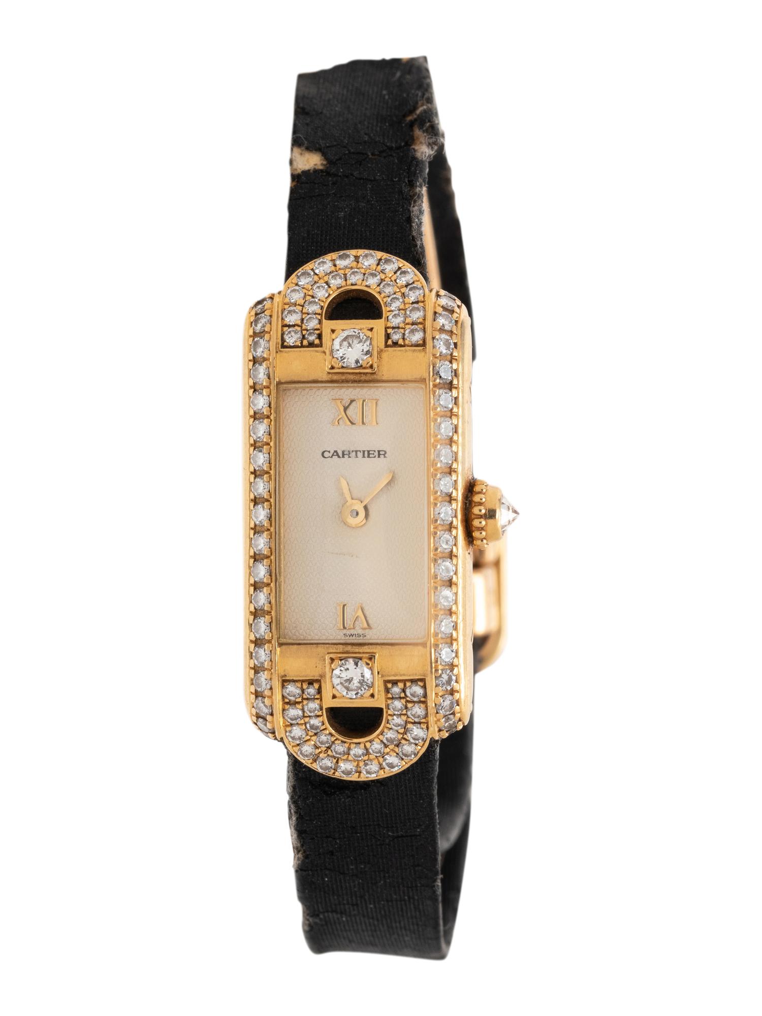 CARTIER, REF. 1380 18K YELLOW GOLD AND DIAMOND WATCH
