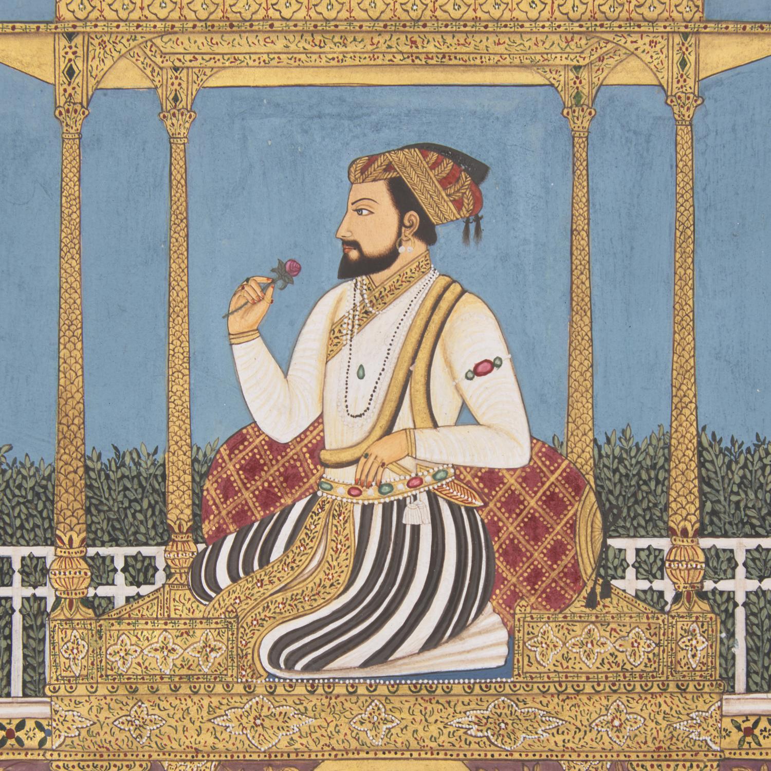 A Painting of Emperor Shah Jahan Seated on the Peacock Throne, North India, 20th Century