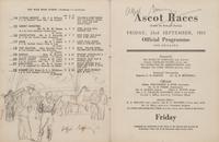 Ascot Race Card with a Sketch of Jockeys and Owners