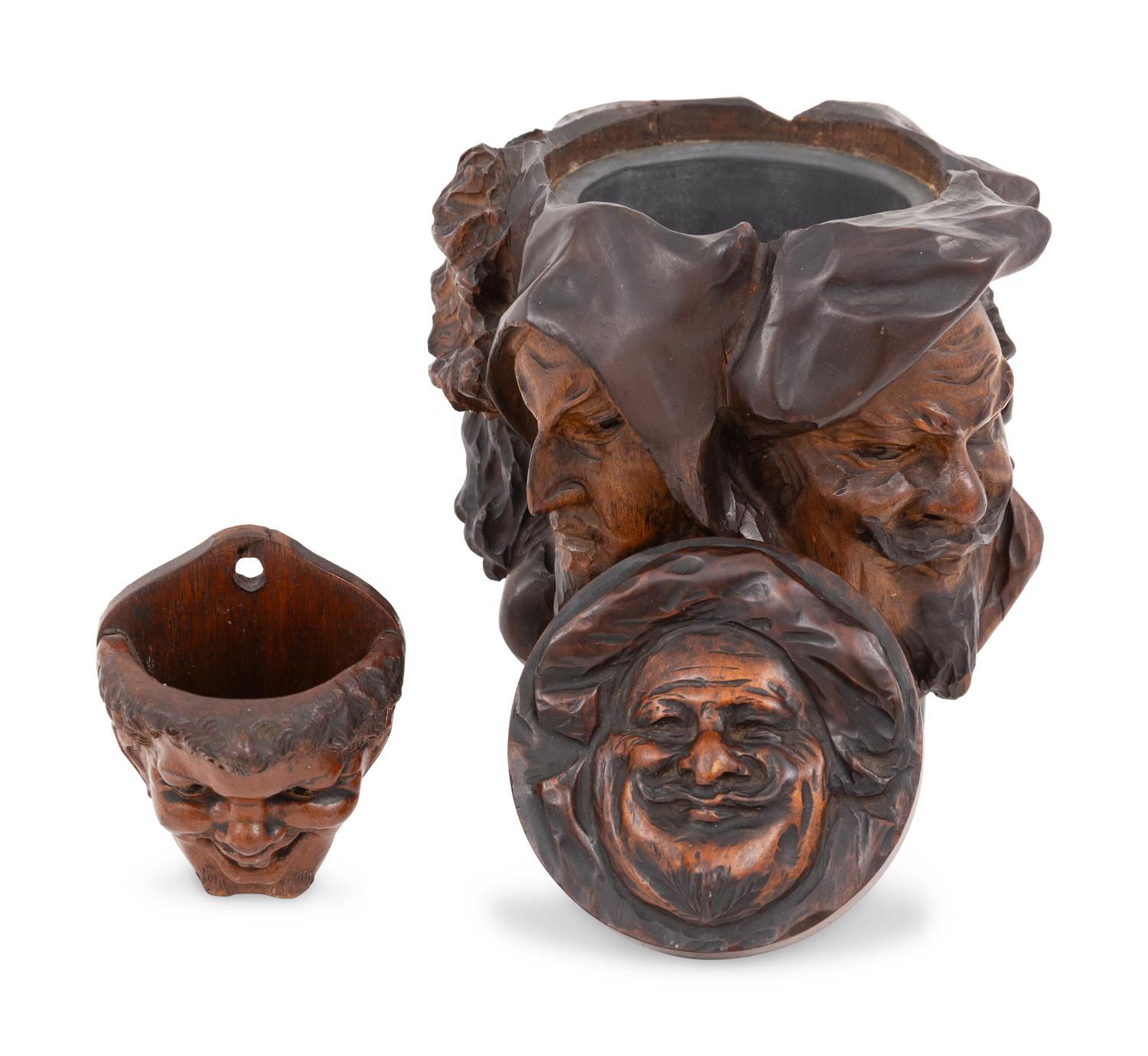A Swiss Black Forest Carved Tobacco Humidor