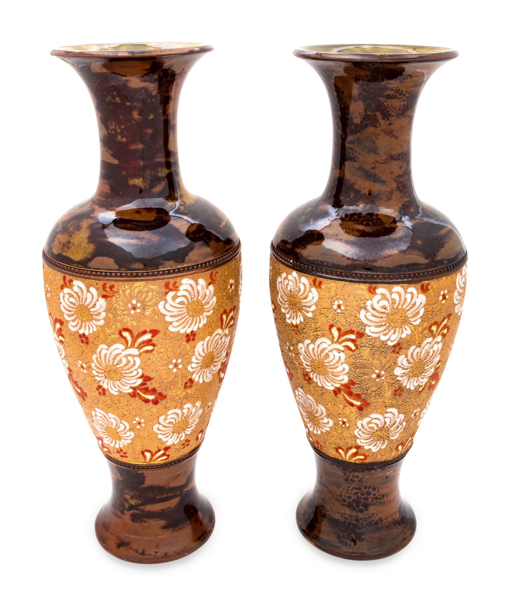 A Pair of Doulton Lambeth Stoneware Vases