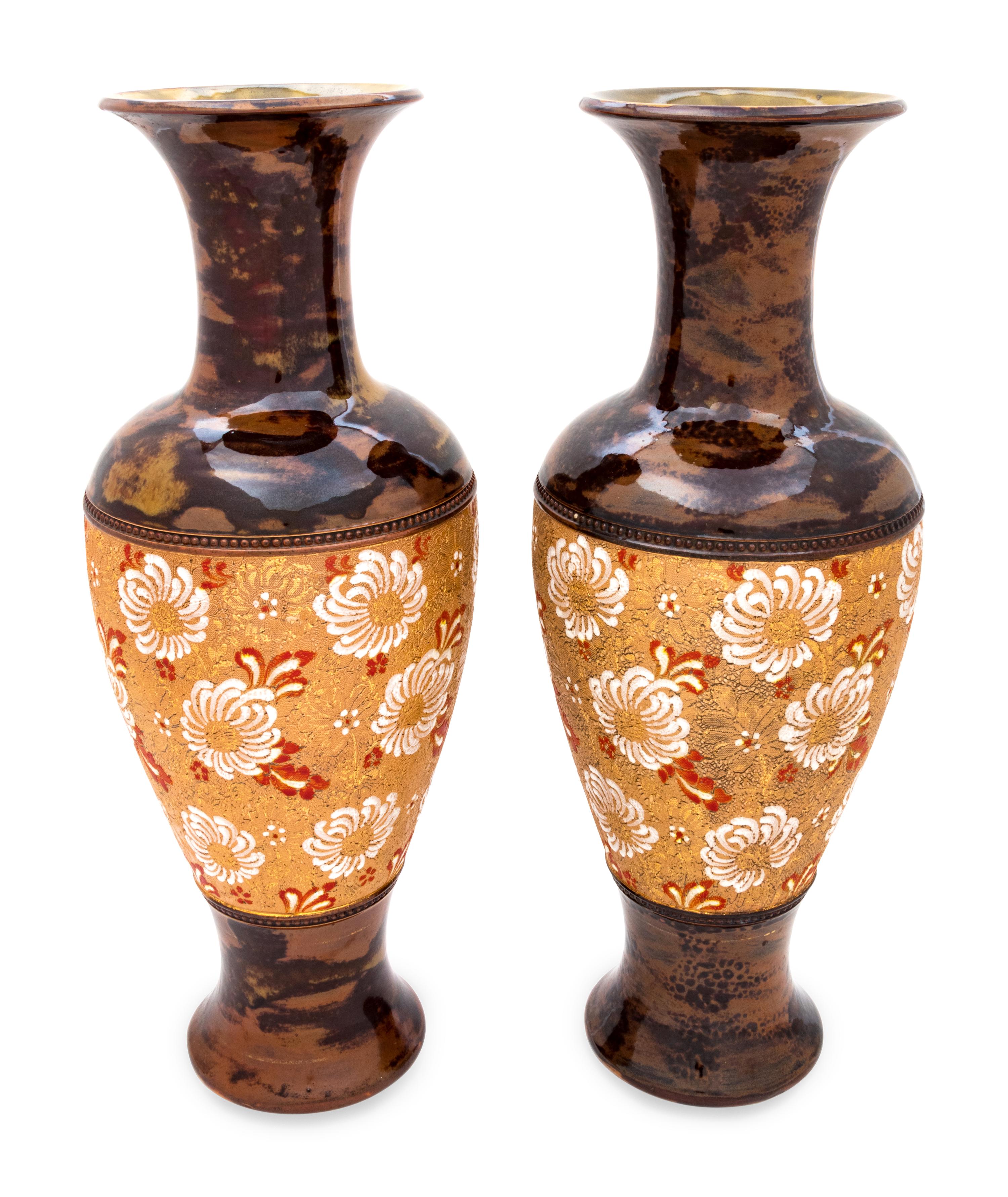 A Pair of Doulton Lambeth Stoneware Vases