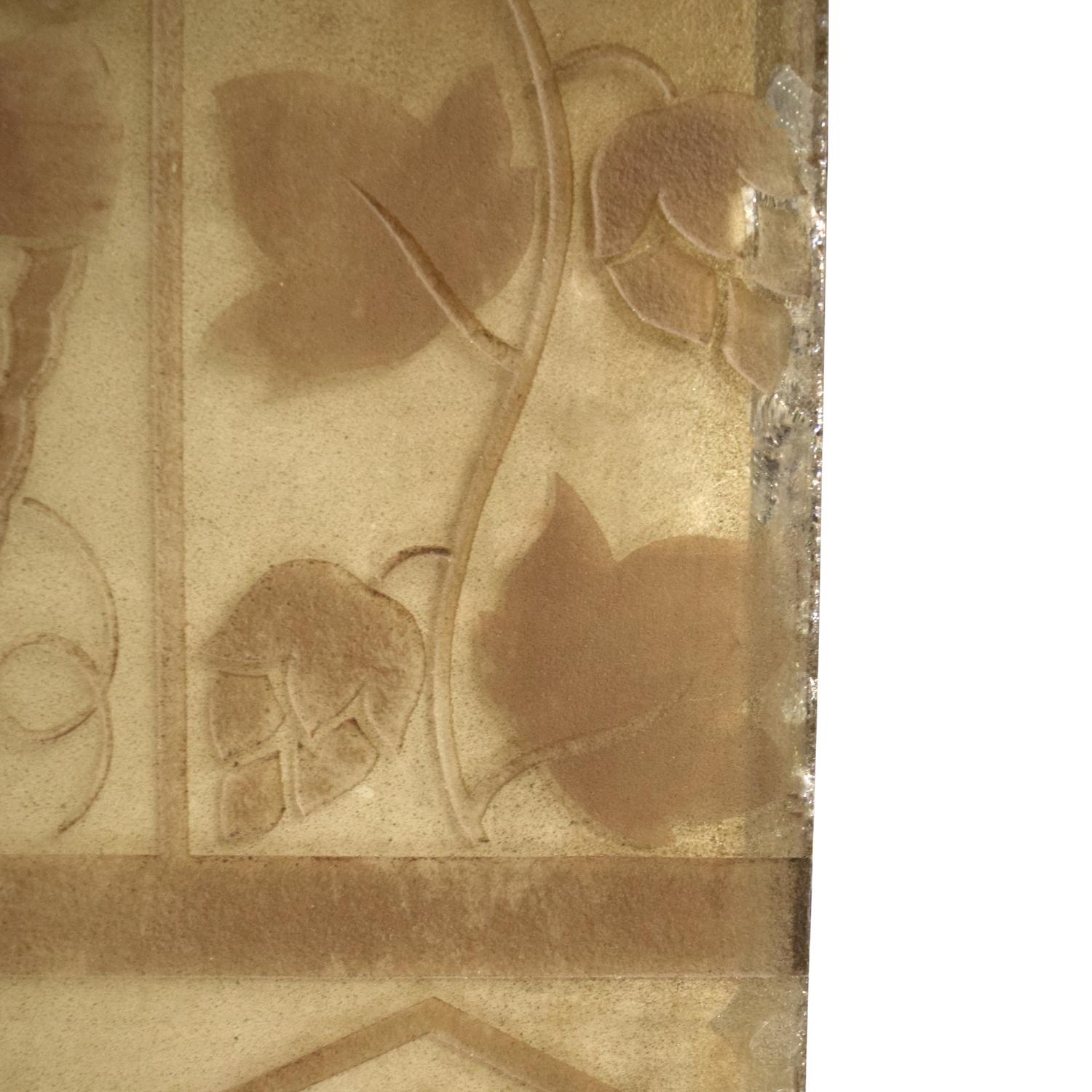 An Art Deco Etched Glass Panel 36" W x .5" D x 32" H — France, Circa 1920