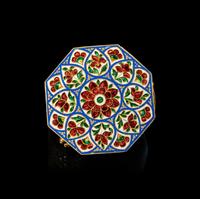 A Mughal Style Enameled Gold and Gem-Inset Snuff Box
